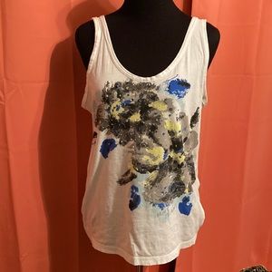 DKNY Jeans - loose fit painted/sequin tank top - medium - beachy coverup
